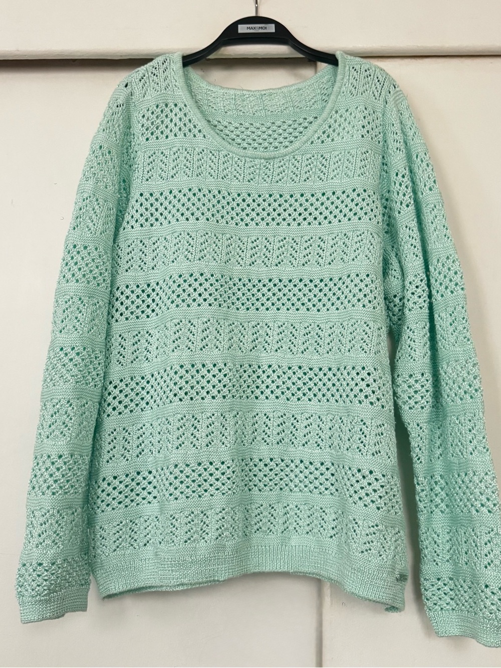 Calvin Klein Mint Openwork Scoop Neck Sweater